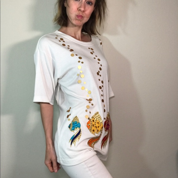 SOLD Vintage Victoria Harbour Rainbow Fishy Blouse - Picture 8 of 15